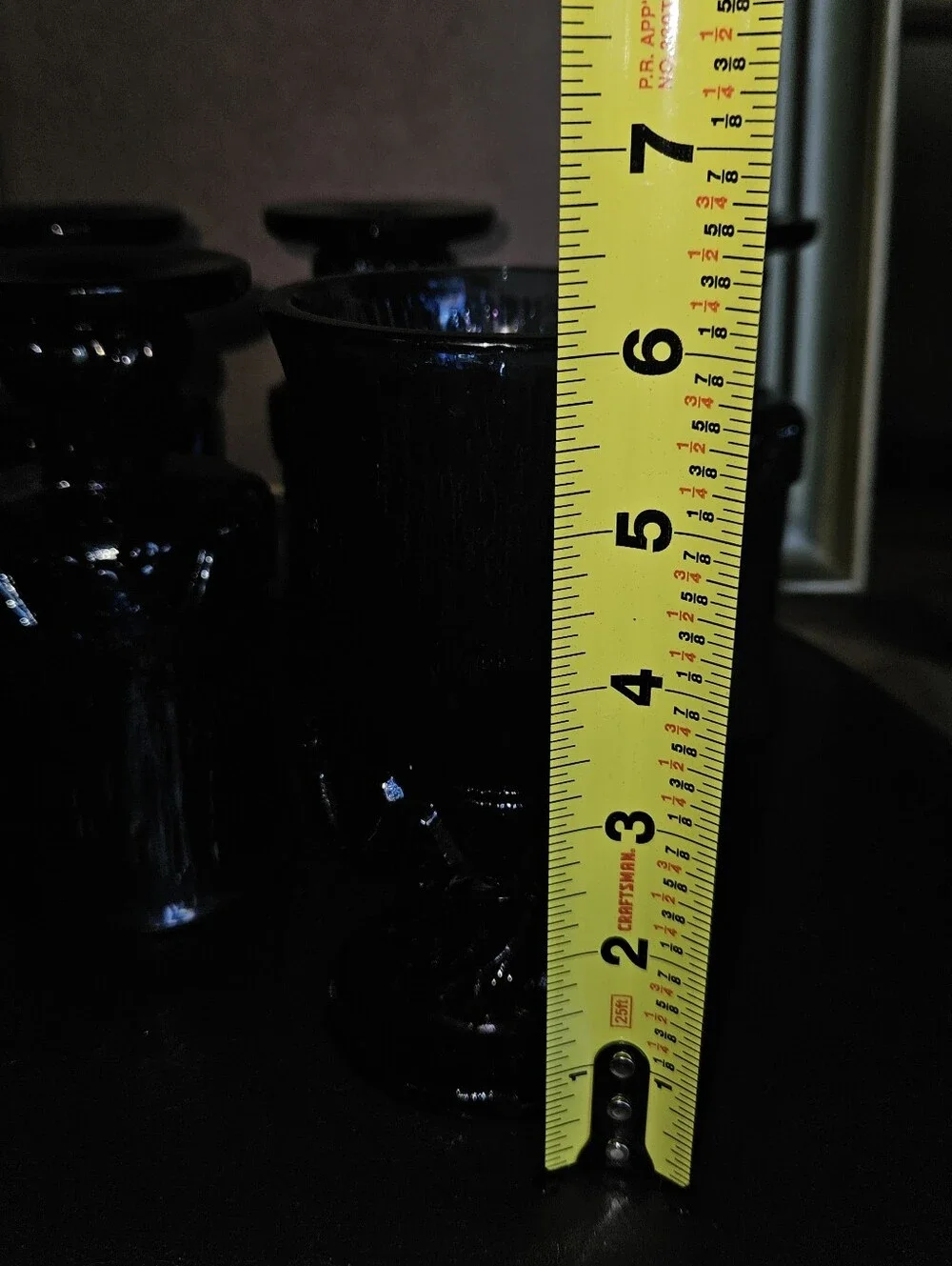 5 Vtg Fostoria Sorrento Blue Heavy Glass Goblets w Bark Texture & Twisted Stems